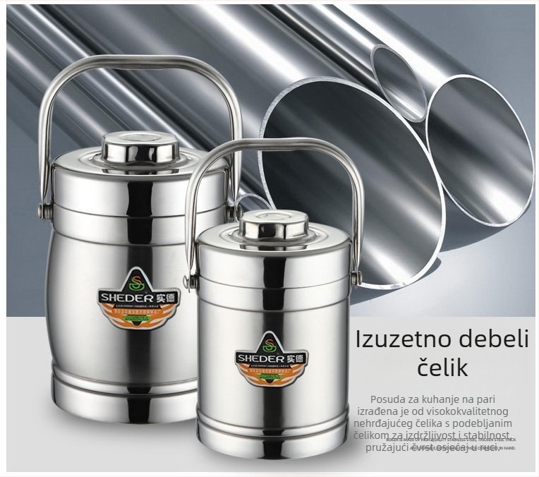 Izolirana posuda od nehrđajućeg čelika s ručkom, veliki kapacitet 1,8 L, kutija za ručak