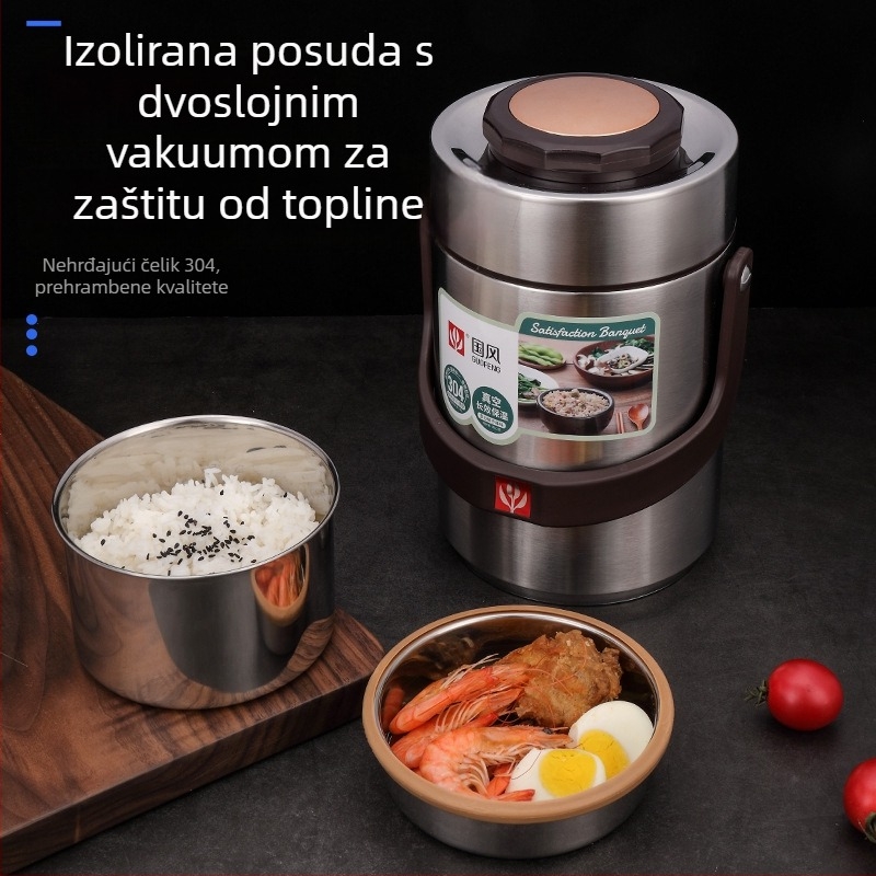 Guofeng GF-0569 vakuumski izolirani kutija za ručak, višeslojna, velik kapacitet, nehrđajući čelik
