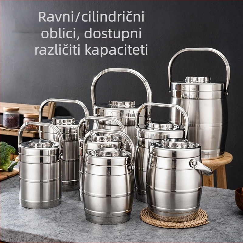 Dvostruko izolirana kutija za obrok od nehrđajućeg čelika, lonac oblik, vakuumska izolacija