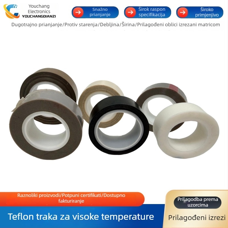 PTFE traka visokotemperaturna sa silikonskim ljepilom, izolacijska, vatrootporna i vodootporna
