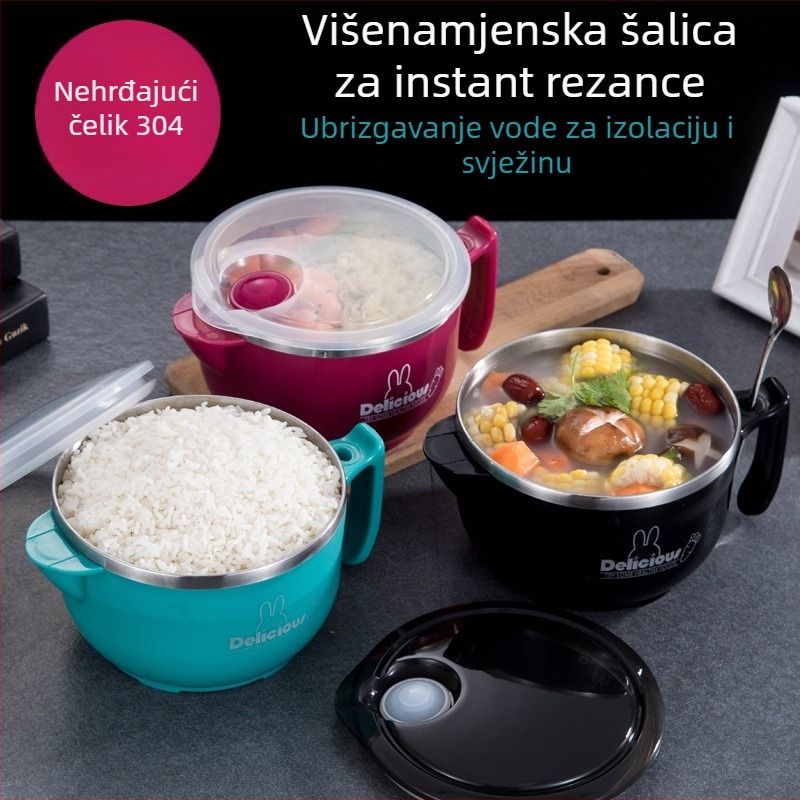 Izolirana zdjela za obrok od nehrđajućeg čelika, velika kapaciteta, za studente i uredske djelatnike