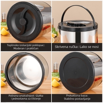 Inox izolirani obrok kontejner s posudom i kofu za led – velika kapaciteta, prenosni trodjelni set.