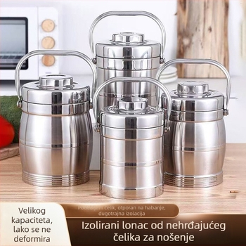 Nehrđajući čelik s vakuumskom izolacijom, velik kapacitet, prijenosna kutija za ručak s poklopcem i zdjelom