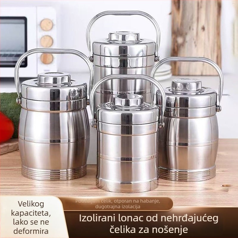 Nehrđajući čelik s vakuumskom izolacijom, velik kapacitet, prijenosna kutija za ručak s poklopcem i zdjelom