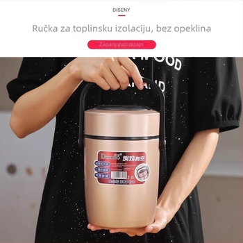 Izolirana kutija za obrok od nehrđajućeg čelika s vakuumom, za jesen i zimu, 24-satna termička izolacija, višeslojna, velika kapaciteta za uredske radnike.