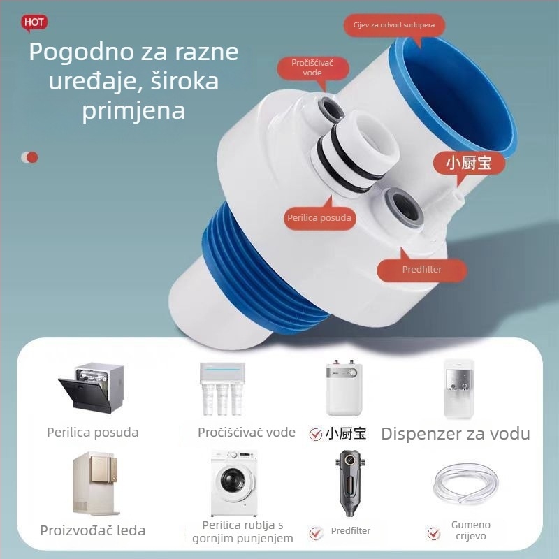 Kuhinjski odvodni cijev s pet izlaza, protiv mirisa, višefunkcijski pretfilter i trostruki spoj za čistu vodu i perilicu posuđa