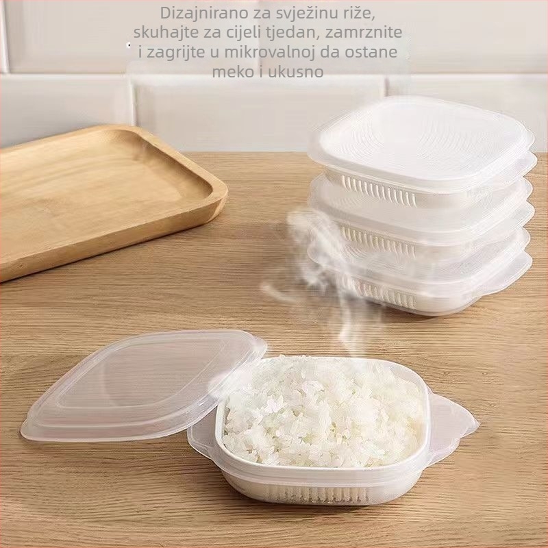 Kutija za ručak pogodna za mikrovalnu, kompaktna kvadratna konstrukcija s poklopcem, kapacitet 300 ml