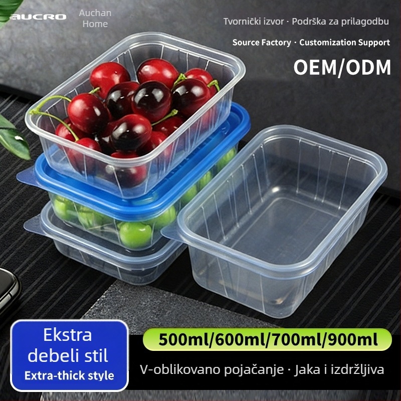 Jednokratna kutija za obrok, prozirna kutija za dostavu s ojačanim rebrima, kutija za čuvanje voća
