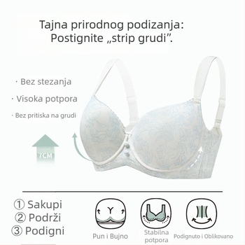 Sutien za velike grudi, s žicom, košarice 3/4, tanak dizajn, push-up, anti-sag, podesive naramenice, plus veličina
