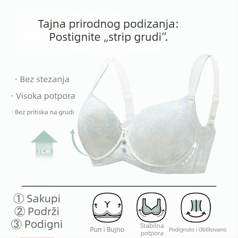 Sutien za velike grudi, s žicom, košarice 3/4, tanak dizajn, push-up, anti-sag, podesive naramenice, plus veličina