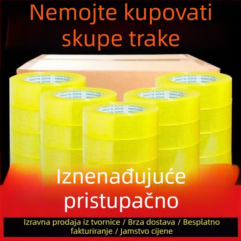 Velika rola ljepive trake za pakiranje, prozirno bež boje, jaka ljepivost, za zatvaranje kutija, širina 4,35 cm