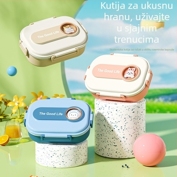 Dvodijelna kutija za ručak s motivom karikature od nehrđajućeg čelika 304, vodonepropusna i izolirana, za učenike