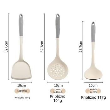 Set silikonskih spatula i žlica za kuhanje, prehrambena kvaliteta, otporno na visoke temperature, neprijanjajući, za kućnu upotrebu.