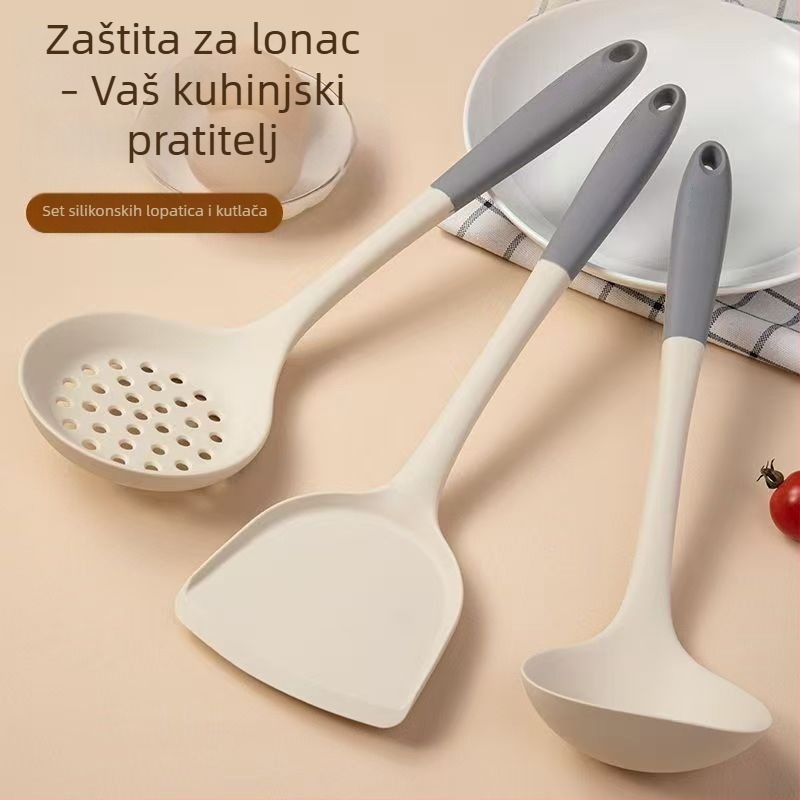 Set silikonskih spatula i žlica za kuhanje, prehrambena kvaliteta, otporno na visoke temperature, neprijanjajući, za kućnu upotrebu.