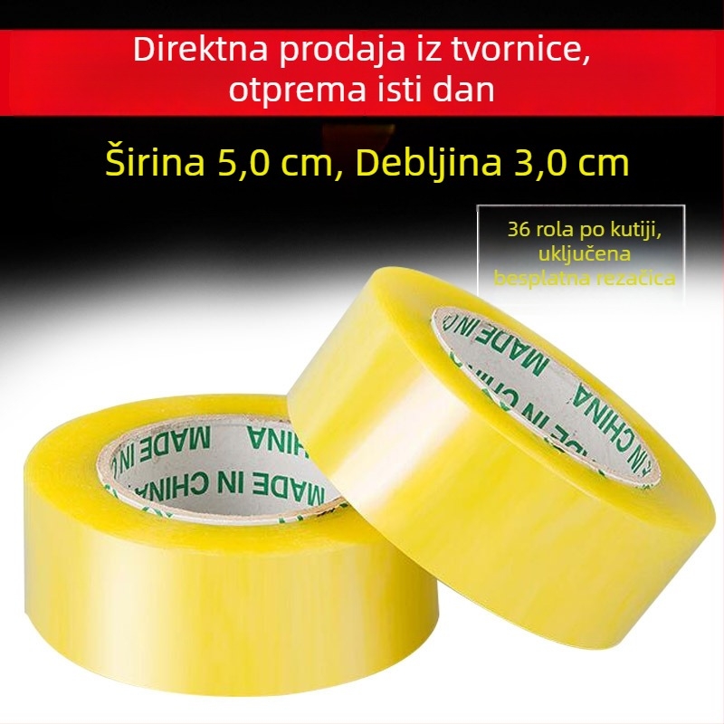 Prozirna ljepljiva traka za pakiranje, širina 5 cm, debljina 3 cm, veliki valjak za otpremu