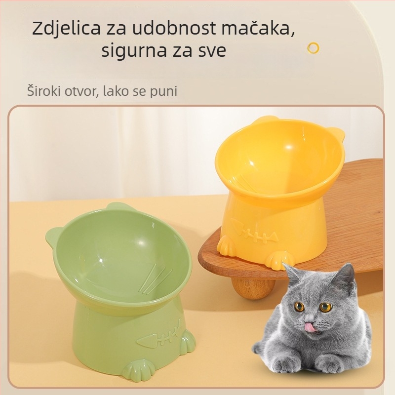 Macaron dizajn visoka zdjela za mačke s potporom za vrat, sprječavanje prevrnutja, posuđe za hranjenje kućnih ljubimaca