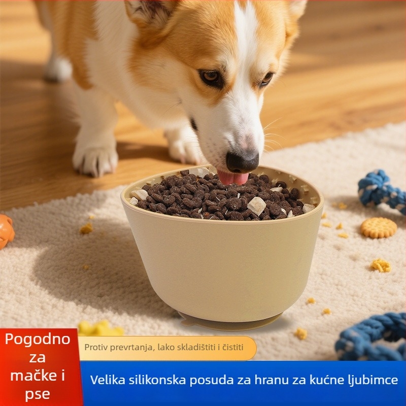 Namjenska posuda za hranu kućnih ljubimaca od prehrambenog silikona, protiv prevrnutja, za mačke i pse