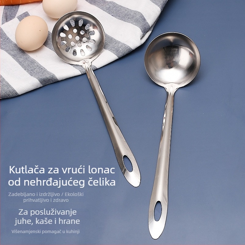 Nehrđajući čelična kašika sa cedilom i dugim držačem, male i velike veličine, za juhe i kašu, kuhinjski set za dom i poslovnu upotrebu