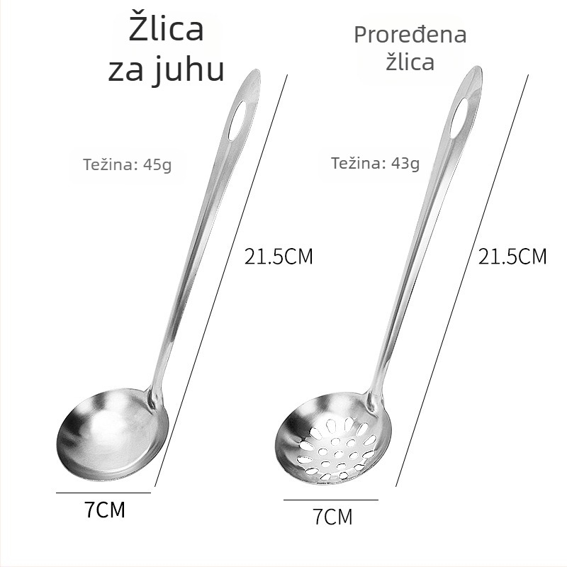 Nehrđajući čelična kašika sa cedilom i dugim držačem, male i velike veličine, za juhe i kašu, kuhinjski set za dom i poslovnu upotrebu