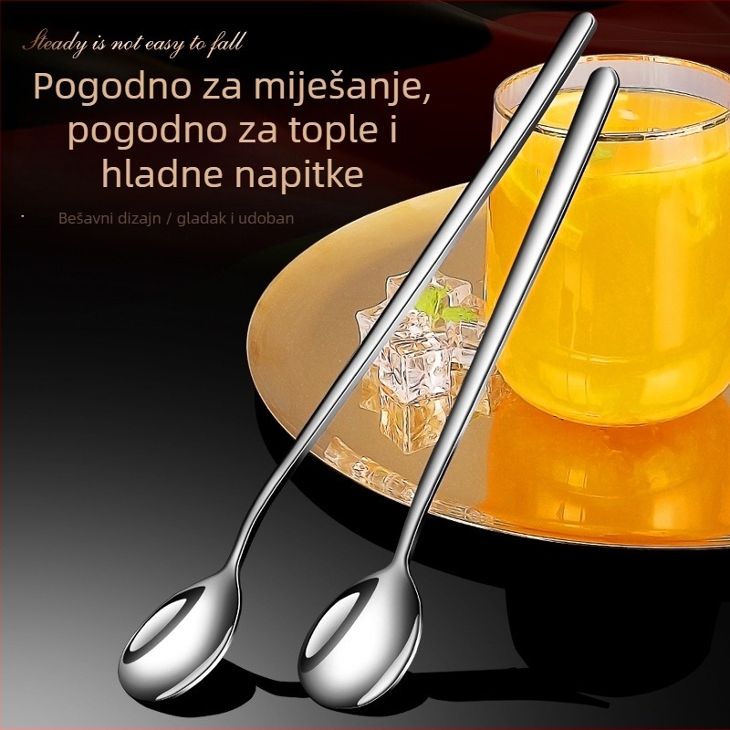 304 nehrđajući čelik dugačka žlica za kavu i mlijeko čaj, produženi držač, korejskog stila elegantna mala žlica
