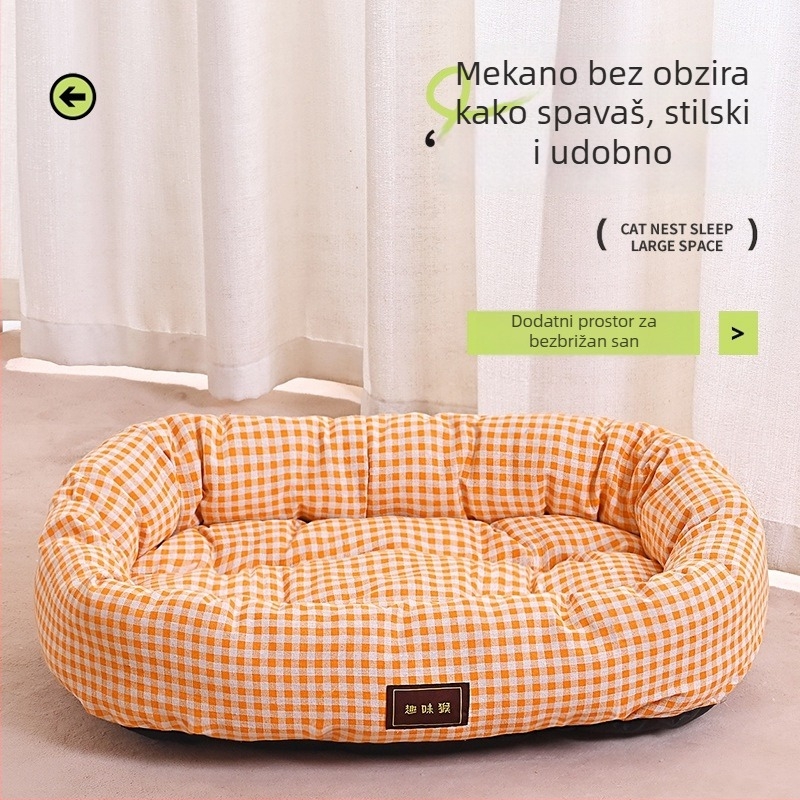 Meko gnijezdo za kućne ljubimce za sve sezone, poluzatvoren dizajn, pogodno za mačke i male do srednje pse, prozračan i periv unutarnji madrac.