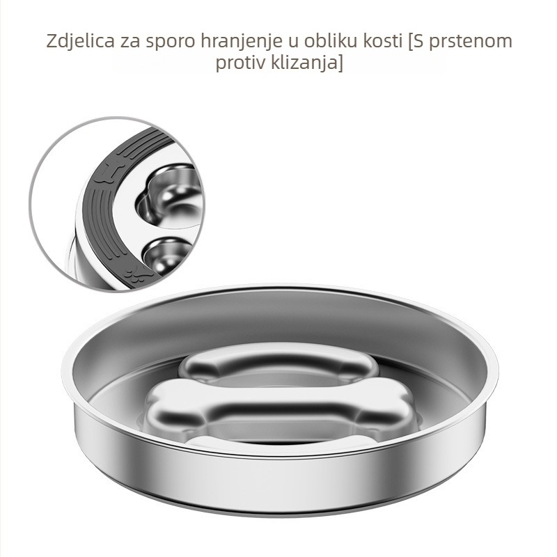 Posude od nehrđajućeg čelika za mačke i pse, otporne na prosipavanje, posuda za sporo hranjenje, zaštita od gušenja