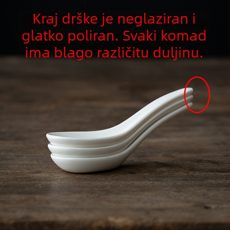 Dehua bijela porculanska žlica za juhu s plosnim dnom, keramička, 15 ml