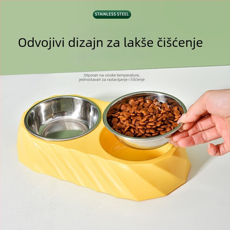 Posude za hranjenje kućnih ljubimaca od nehrđajućeg čelika, s rimskim motivom, okrugle, šarenog spiralnog dizajna, integrirani pribor za hranjenje