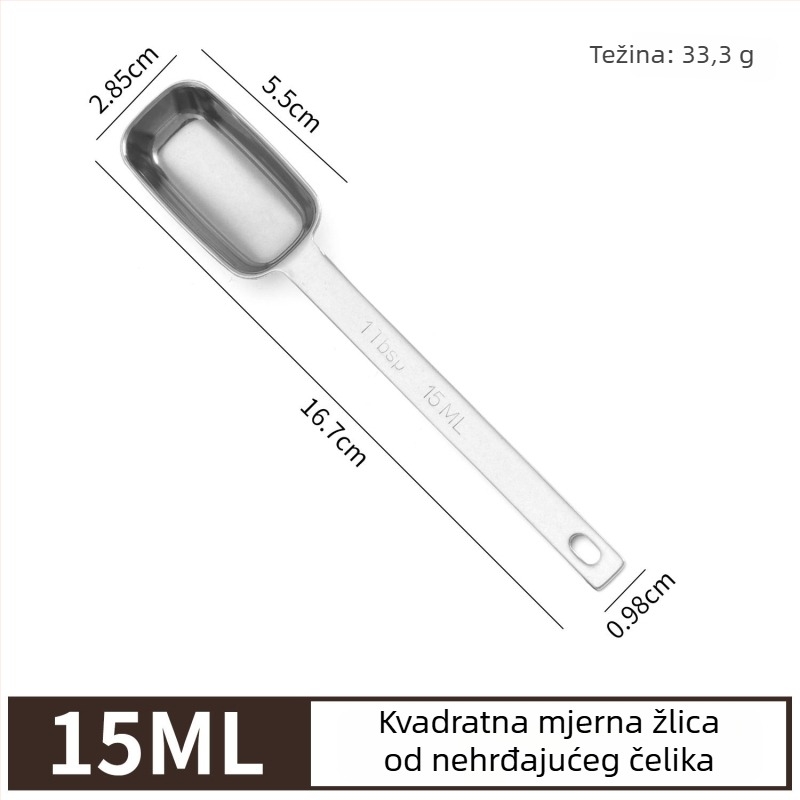 304 nehrđajući čelik mjerna žlica, višestruke veličine, četvrtastog oblika, za kavu i prah mlijeka, alat za pečenje, s mjernom skalom za sol