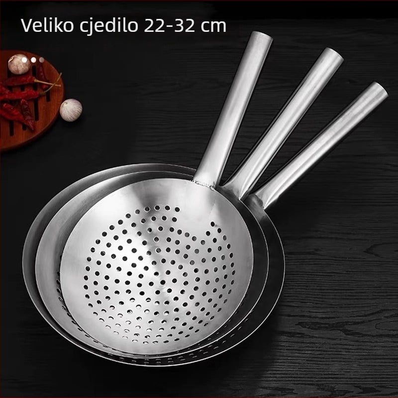 Nepromagnetna nehrđajuća čelična cjedilo za prženje, veliko kuhinjsko cjedilo za domaću i profesionalnu upotrebu