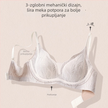Grudnjak bez žice za male grudi, blago podizanje, mekana podrška, prozračna čipka, protiv opuštanja, seksi ženski grudnjak