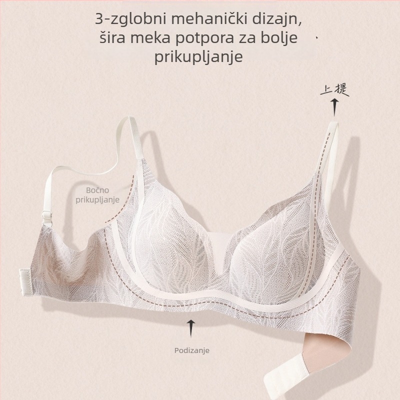 Grudnjak bez žice za male grudi, blago podizanje, mekana podrška, prozračna čipka, protiv opuštanja, seksi ženski grudnjak