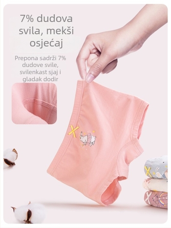 Dječje gaćice od čistog pamuka, antibakterijske, tanke, 4-komplet, za djevojčice 3–8 godina