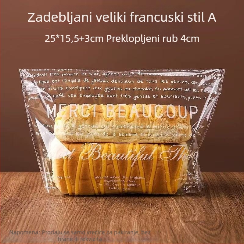 Prozirne vrećice za pakiranje kruha, bagele, krofne i kriške tosta; jednokratne vrećice s automatskim zatvaranjem