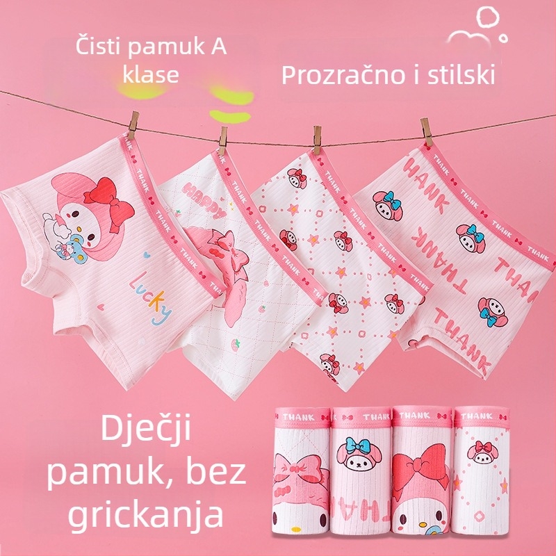 Kuromi dječje gaćice za djevojčice od pamuka s crtić motivom, antibakterijske bokserice klase A, slatke