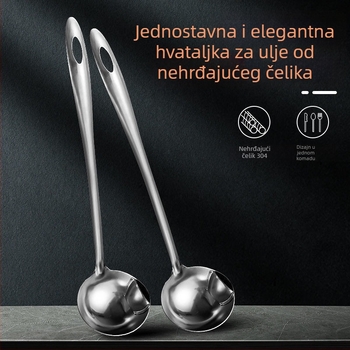 Žlica od nehrđajućeg čelika 201 za odvajanje ulja, s dugim držalom, za juhe i vruće lonce