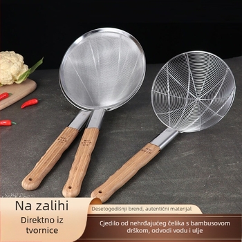 Nehrđajuća čelična žlica za prženje s dugom drškom i finom mrežom