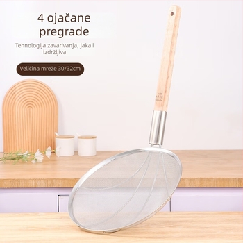Nehrđajuća čelična žlica za prženje s dugom drškom i finom mrežom