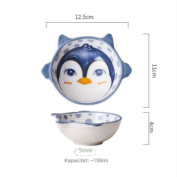 Porcelanska mala zdjelica s karikaturnim dizajnom, okruglog oblika, ručno oslikana