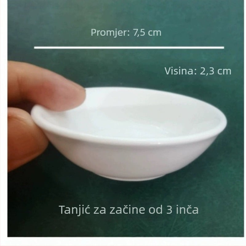 Set bijelih keramičkih tanjurića za dipove i začine – male okrugle pločice za sojin sos, ocat i grickalice