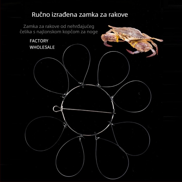Nehrđajući čelični prstenovi za rakove s osam i šest petlji, vanjski alat za lov rakova