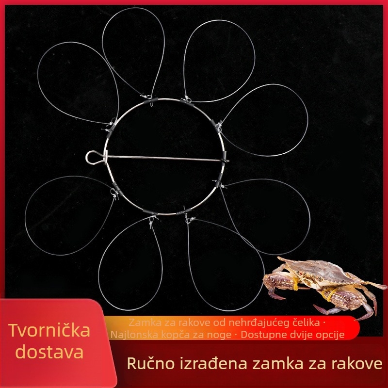 Nehrđajući čelični prstenovi za rakove s osam i šest petlji, vanjski alat za lov rakova