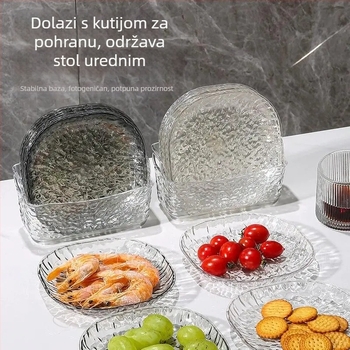Svjetlosno luksuzan minimalistički tanjur s uzorkom ledenog kristala za kućnu upotrebu, prozirni stolni tanjur, mali tanjur