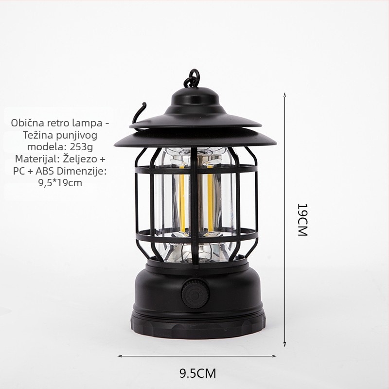 Vanjski kovani stalak za lampu za kampiranje i viseće lampe, s mogućnošću ugradnje u tlo