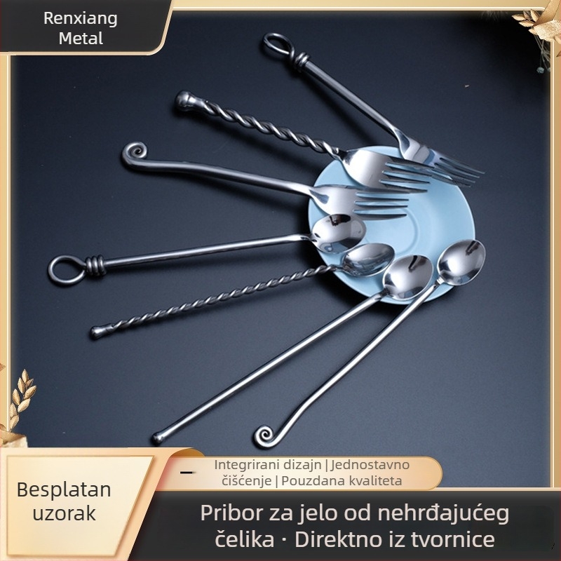 304 inox čelični set pribora – prijenosni set za kavu i desert (nož, vilica i žlica)