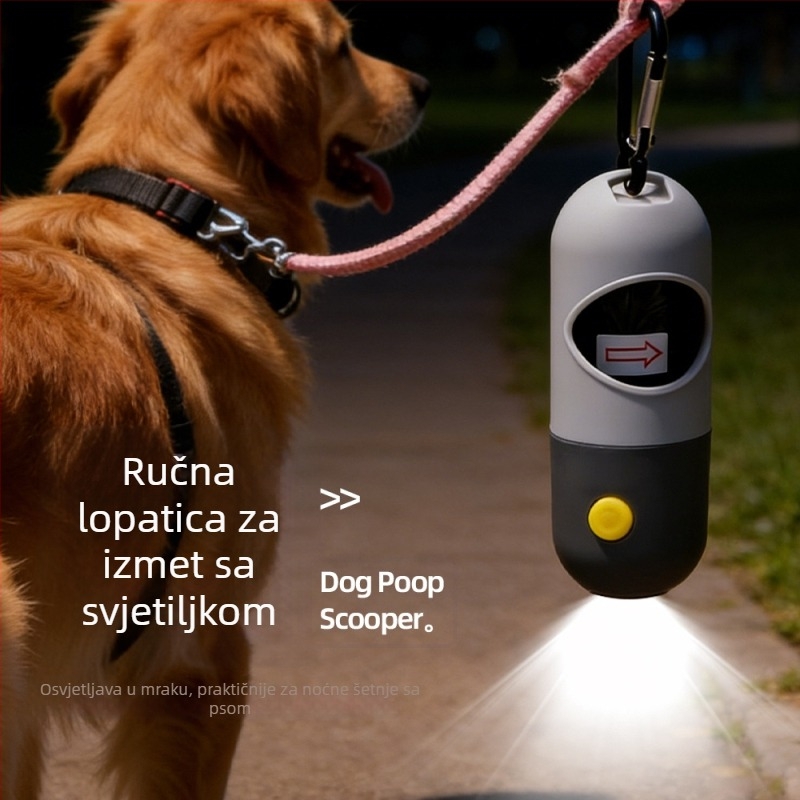 Dispenzer za vrećice za otpad kućnih ljubimaca sa LED svjetlom, jednokratne vrećice za mačke, prijenosne vrećice za pse za vanjske izlete