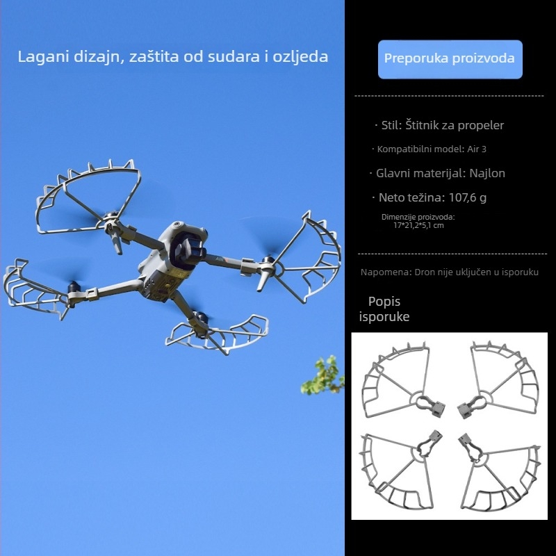 Brdrc – nylon zaštitni prsten za propeler DJI Air 3S, zaštitni poklopac propelera, dodatna oprema
