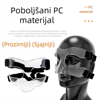 Dječja zaštitna maska za lice za košarku s poluokvirnom konstrukcijom, prozirna