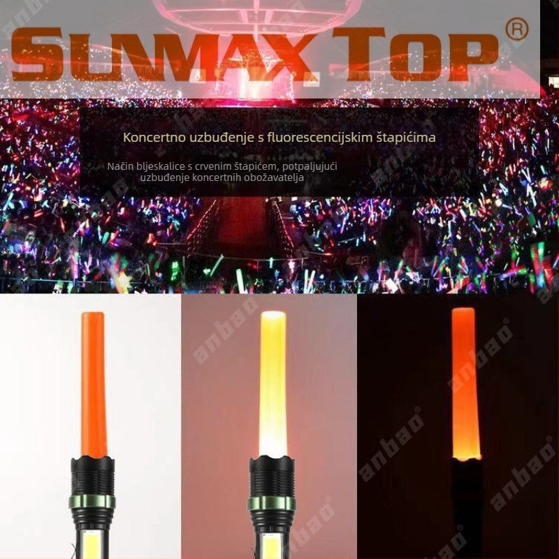 USB punjiva visokosjajna svjetiljka s crvenim signalom za promet i upozoravajućim svjetlosnim štapom, fluorescirajući štap za atmosferu