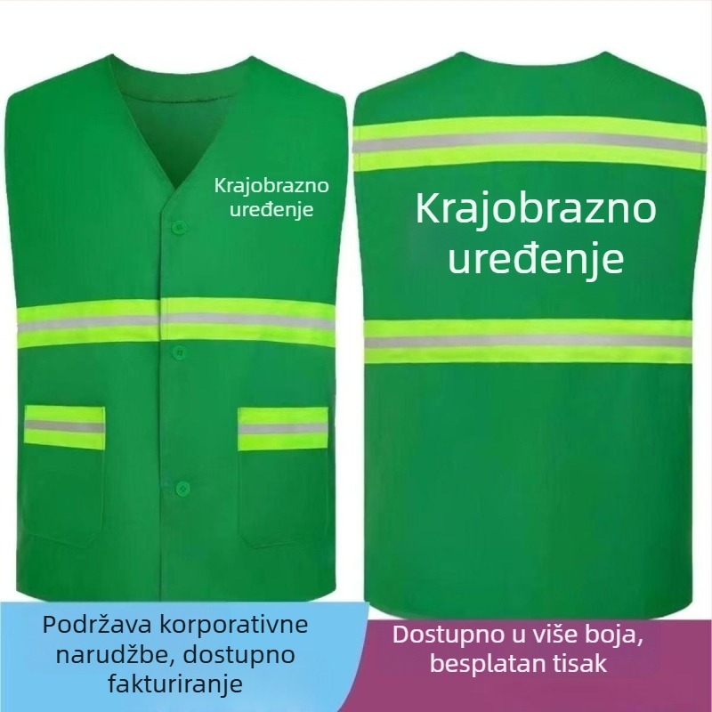 Reflektirajući prsluk za sanitarne radnike i osoblje za čišćenje, radna odjeća za gradnju, uređenje okoliša i održavanje